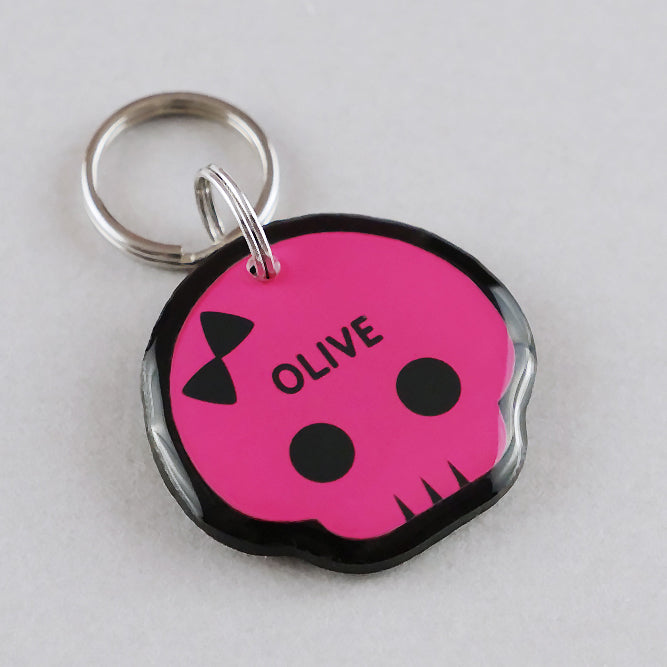 Cute Punk Skull Pet ID Tag - Pixsqueaks