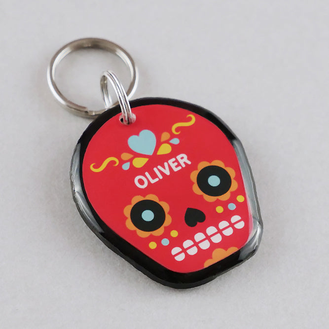Day of the Dead Skull Pet ID Tag - Pixsqueaks