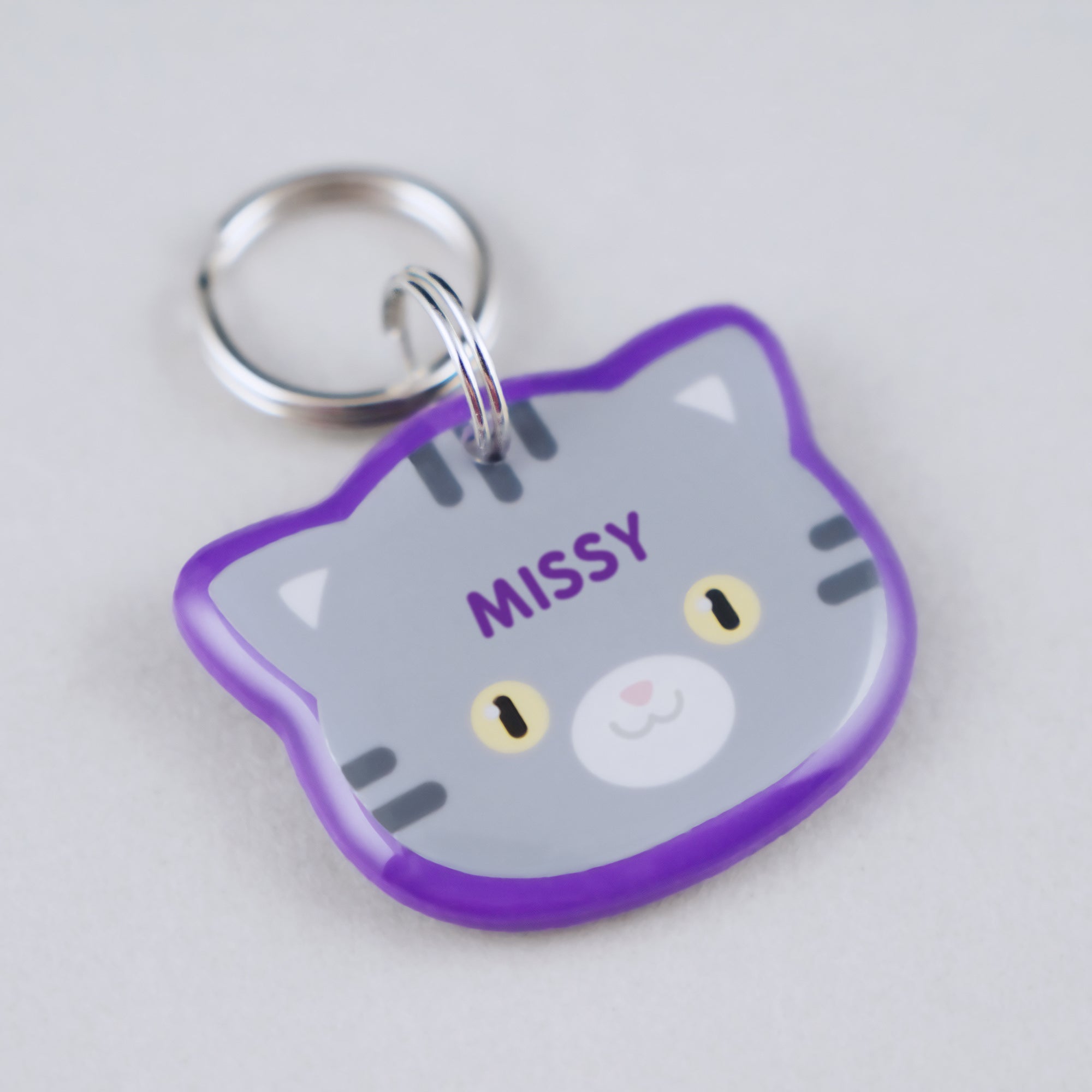 Gray Tabby Cat ID Tag - Pixsqueaks