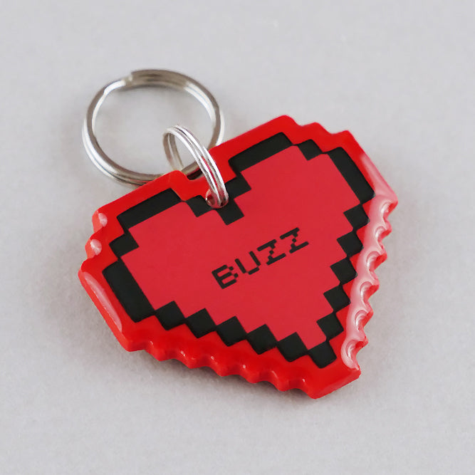 Pixel Heart Pet ID Tag - Pixsqueaks