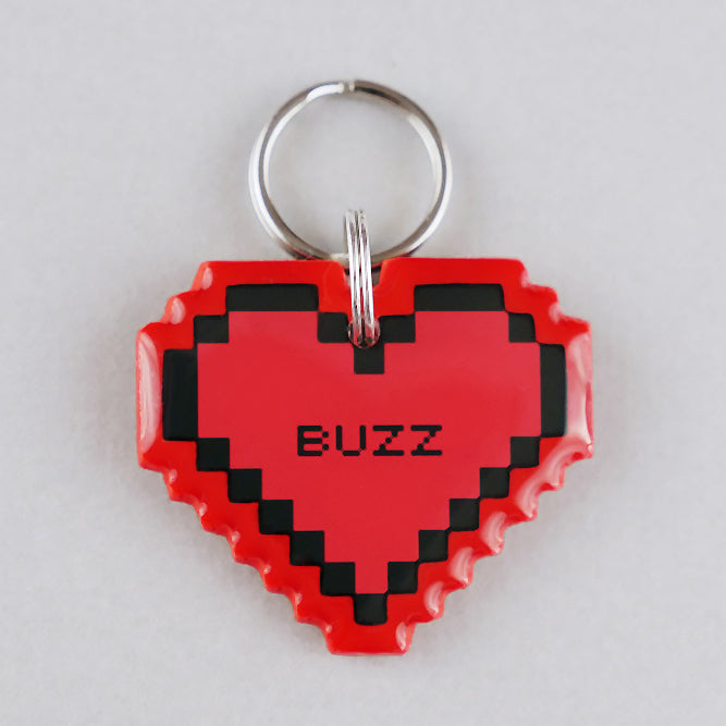 Pixel Heart Pet ID Tag - Pixsqueaks