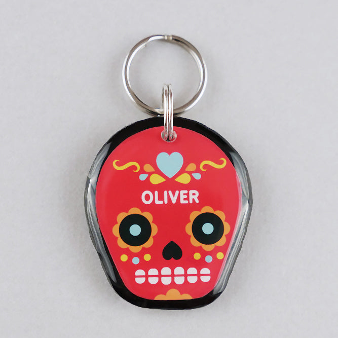 Day of the Dead Skull Pet ID Tag - Pixsqueaks