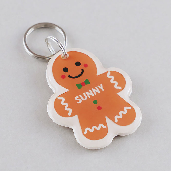 Gingerbread Man Pet ID Tag - Pixsqueaks